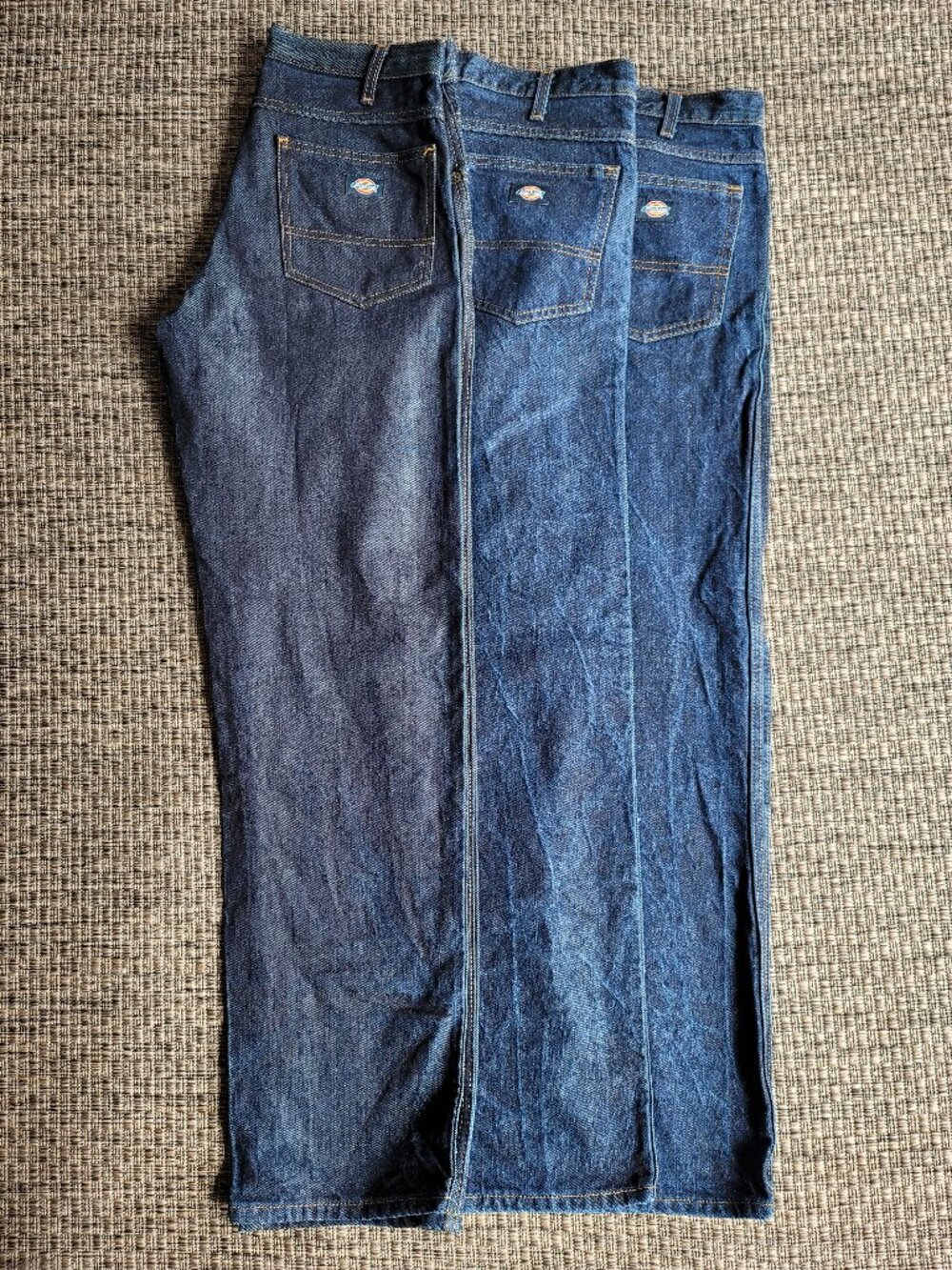 LOT of 3 Dickies 32 W x 34 Long Regular Fit Straight Leg 100% cotton Denim Jeans